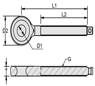 BW0219 Rope Thread Eye Terminal, Right Hand UNF drawing