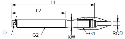 BW51 Swage Stud Terminal Short Right Metrical for Guard Rail drawing